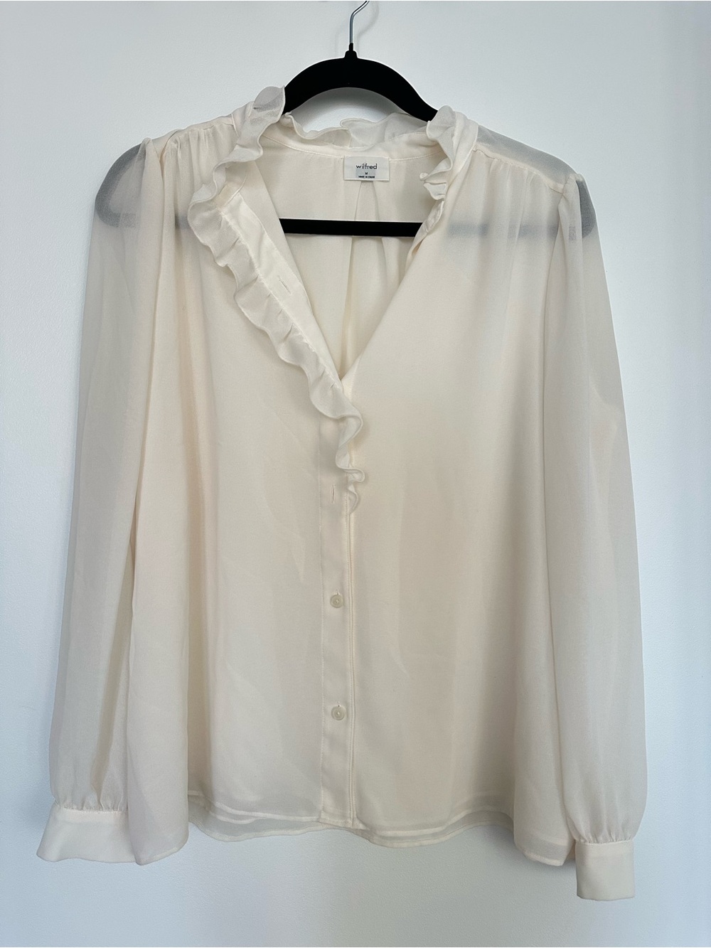 Wilfred Cream Ruffle-Trim Button Down Blouse